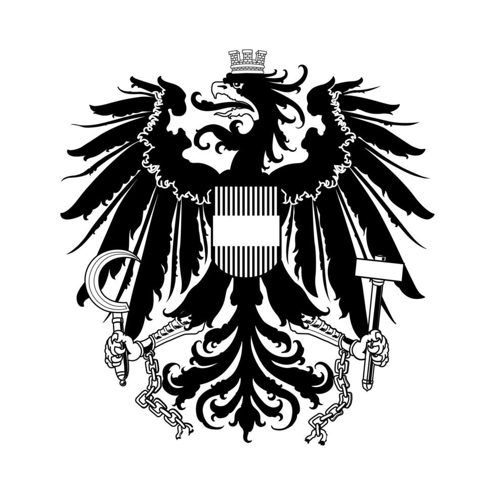 Austria National Emblem Black and White Coat of Arms vector