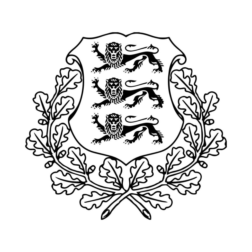National Emblem of Estonia Black and White Coat of Arms vector