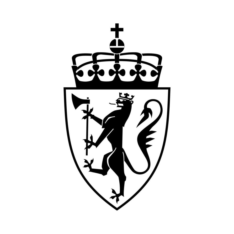 National Emblem of Norway Black and White Coat of Arms vector