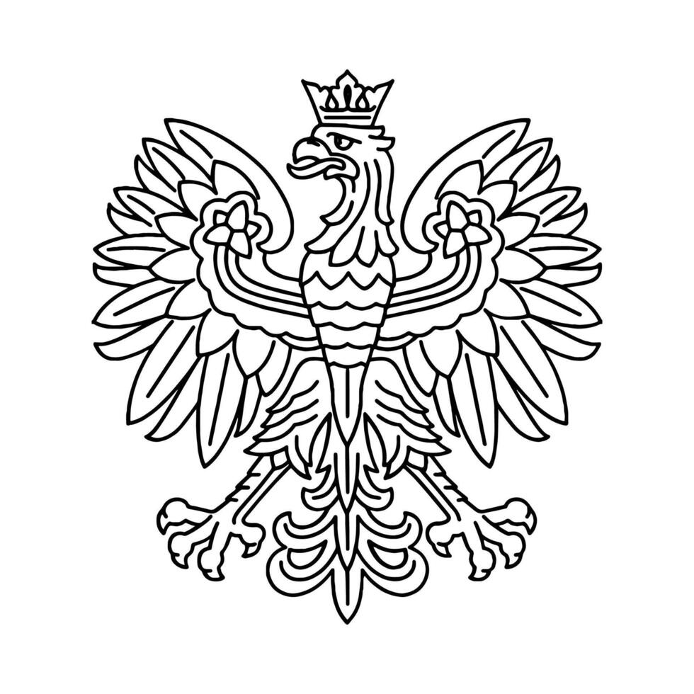 National Emblem of Poland Black and White Coat of Arms vector