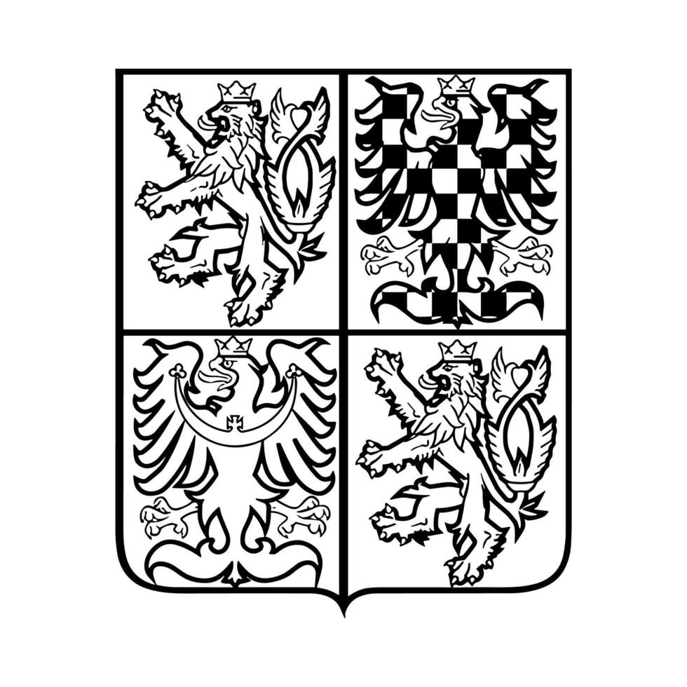National Emblem of Czechia Black and White Coat of Arms vector