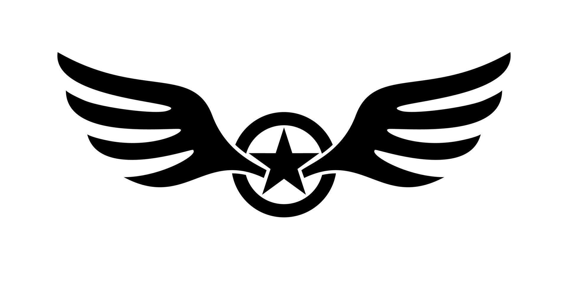 military shield wing star emblem logo design vector