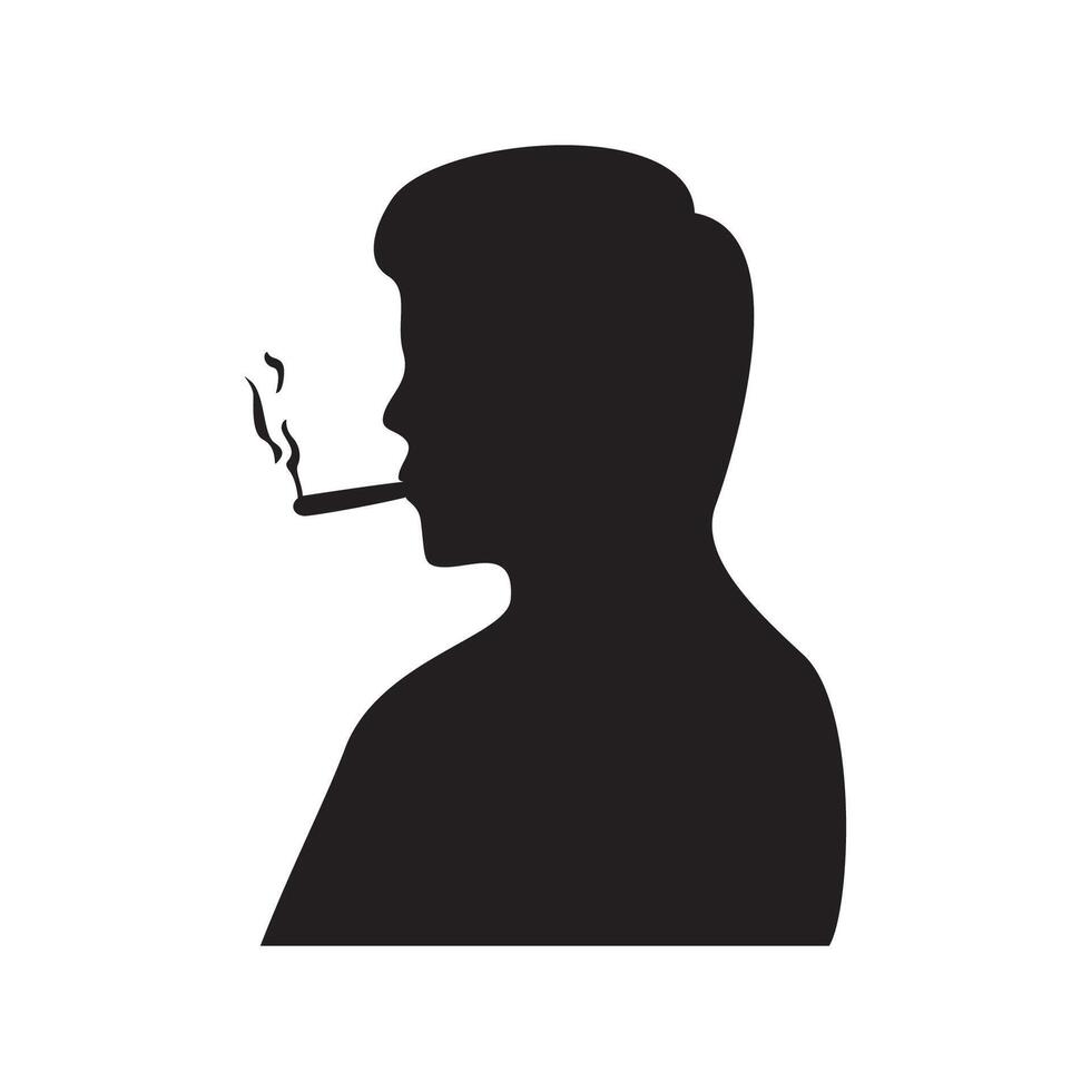 man smoking silhouette design. unhealthy lifestyle sign and symbol. vector