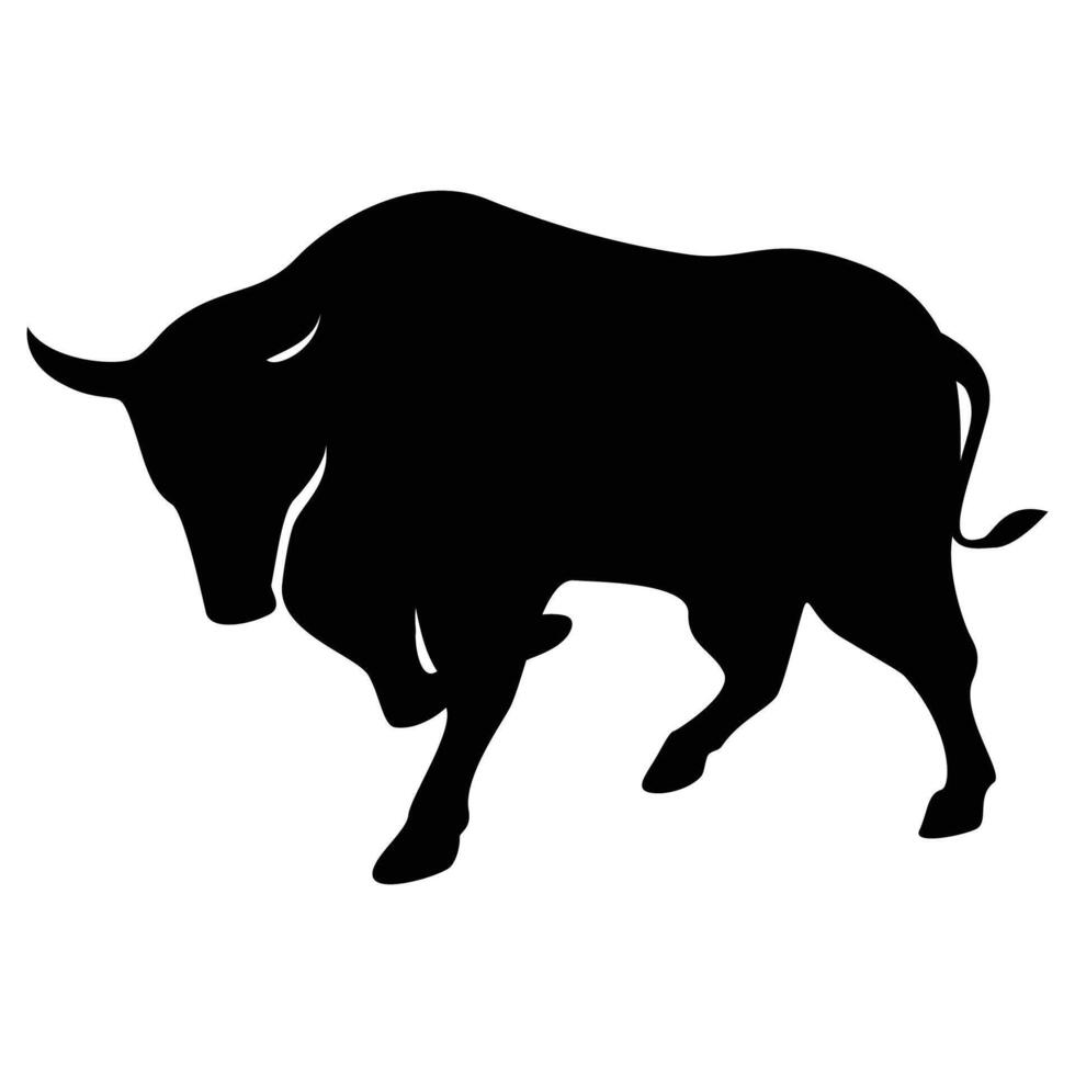 black bull silhouette design. wild buffalo sign and symbol. vector