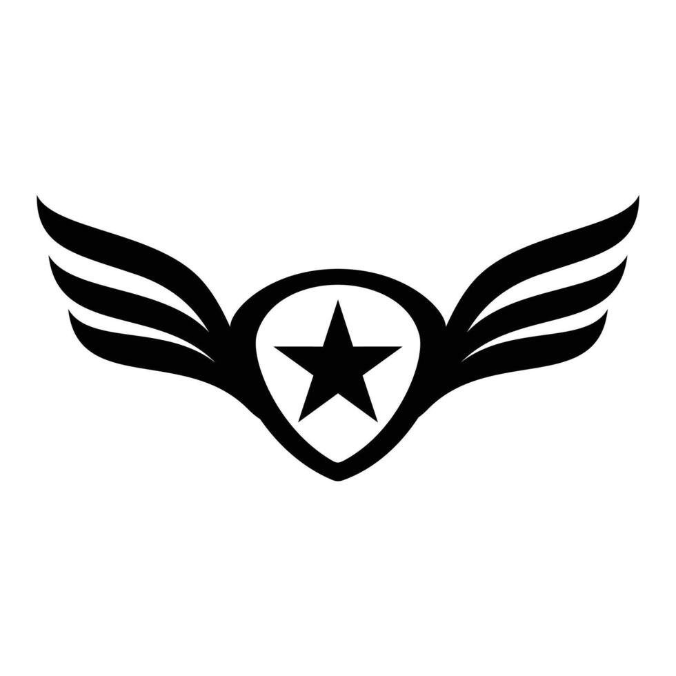 star emblem with wing logo design illustration vector