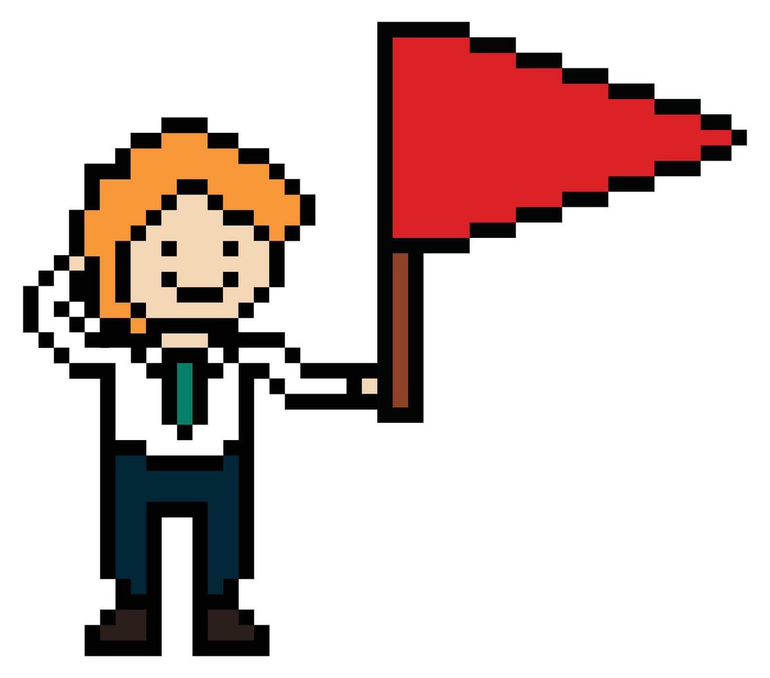 Cartoon businesss man with office life and flag businessman. vector