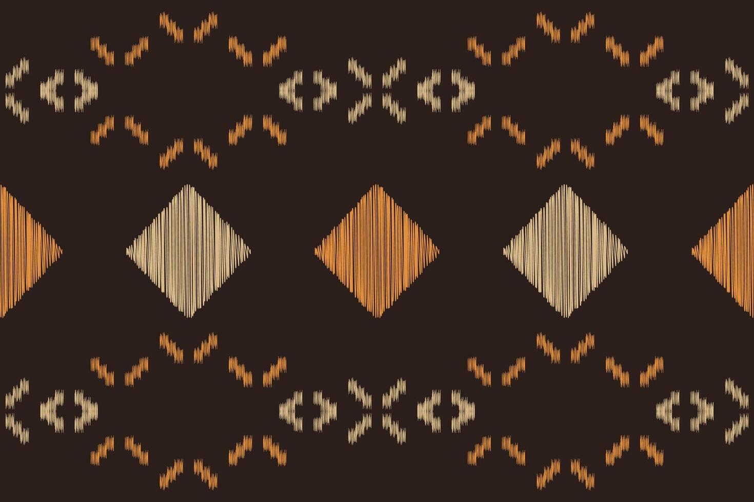 Ethnic fabric patterm traditional motif with brown background. vector
