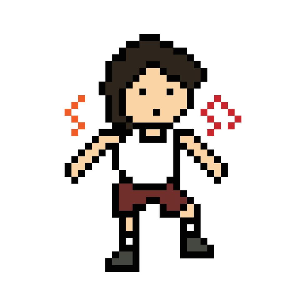 Cute dance man cartoon smile face or boy exercise art. vector