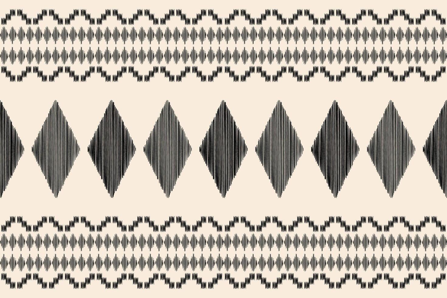 Ikat pattern motif with cream background color ethnic. vector