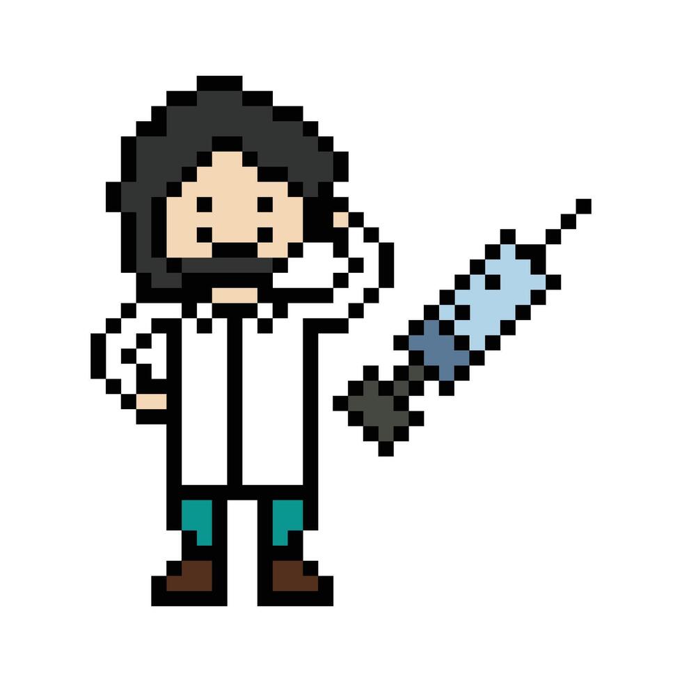 Cartoon smart doctor man male with hospital uniform or science art. vector