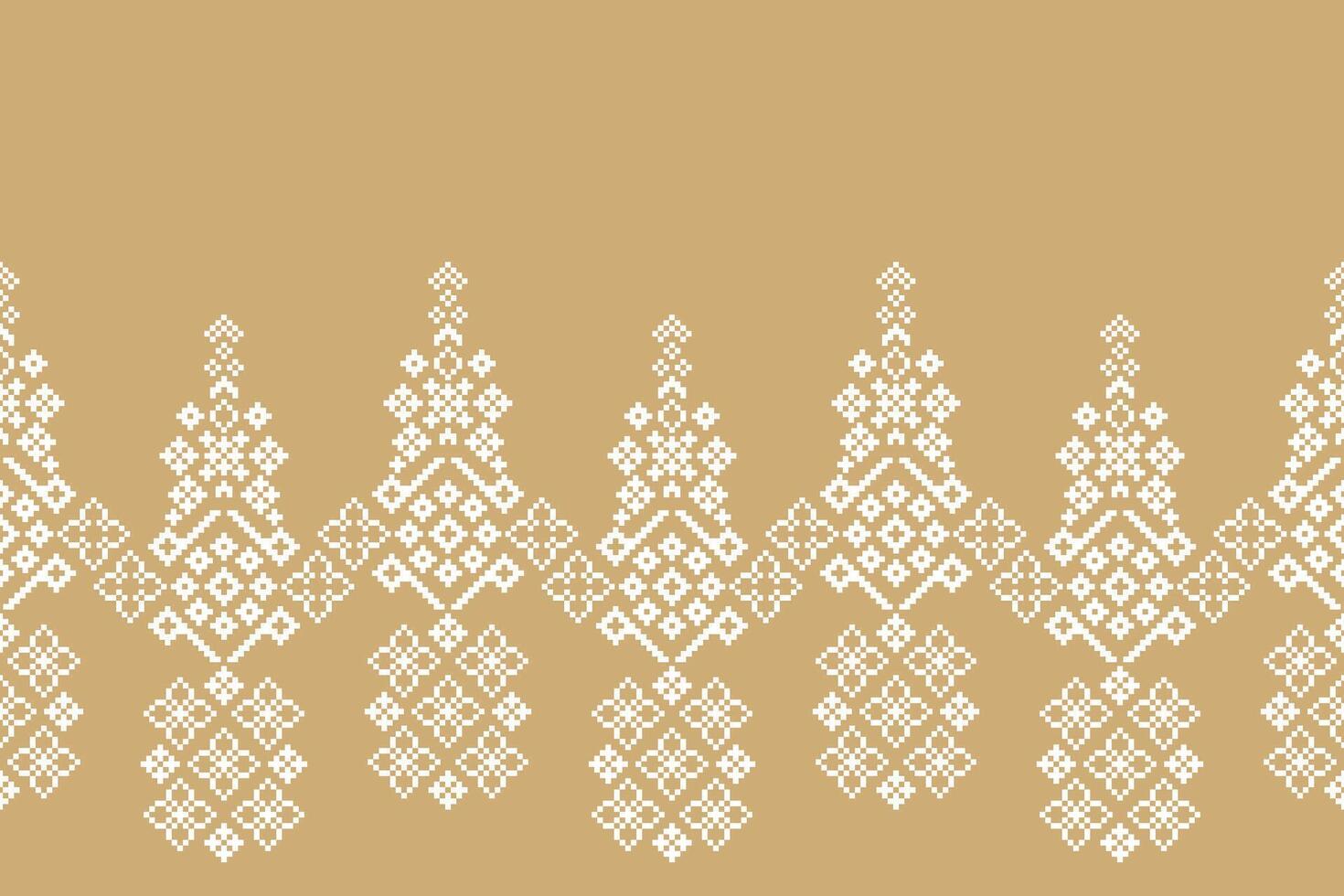 Pixel art motif cream background color fabric pattern wallpaper. vector
