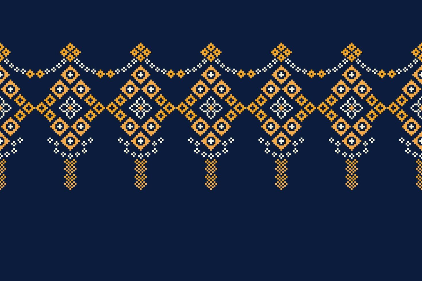 Blue background fabric motif pattern ethnic. vector