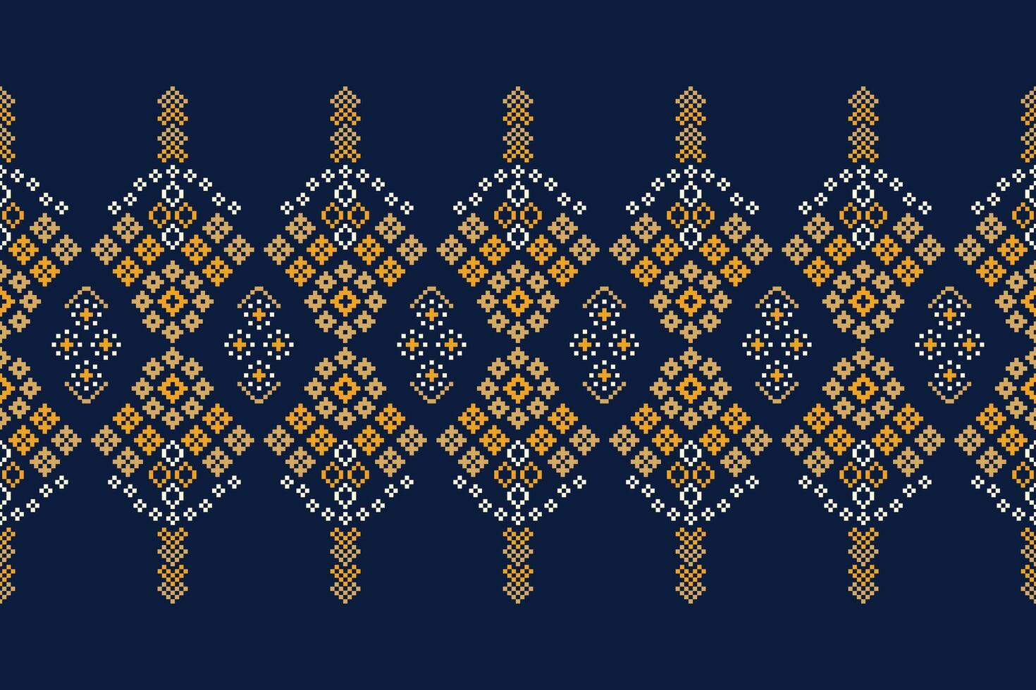 Motif pattern fabric ethnic cross stitch pattern blue background wallpaper 21.9.24 15 vector