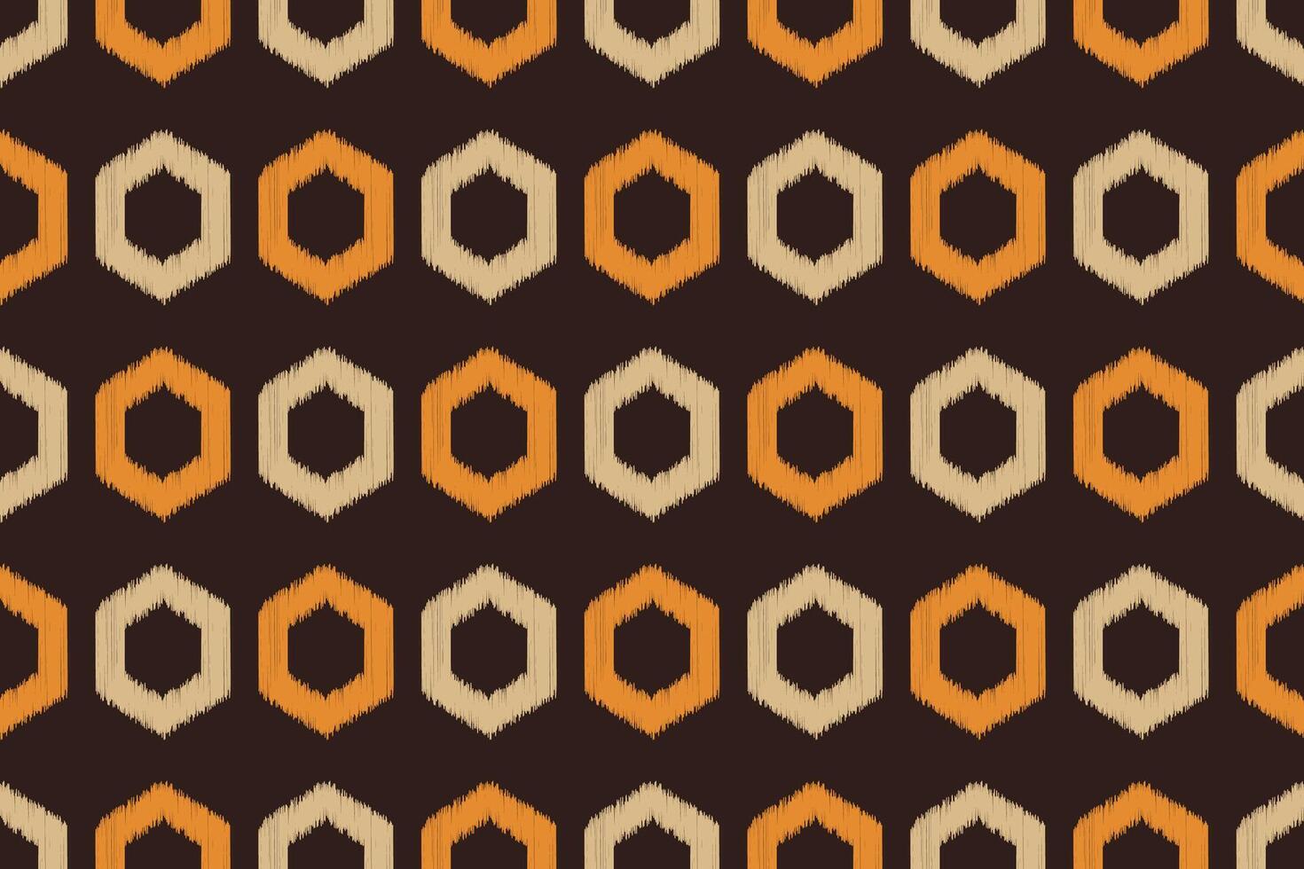 Ikat ethnic pattern brown background fabric. vector