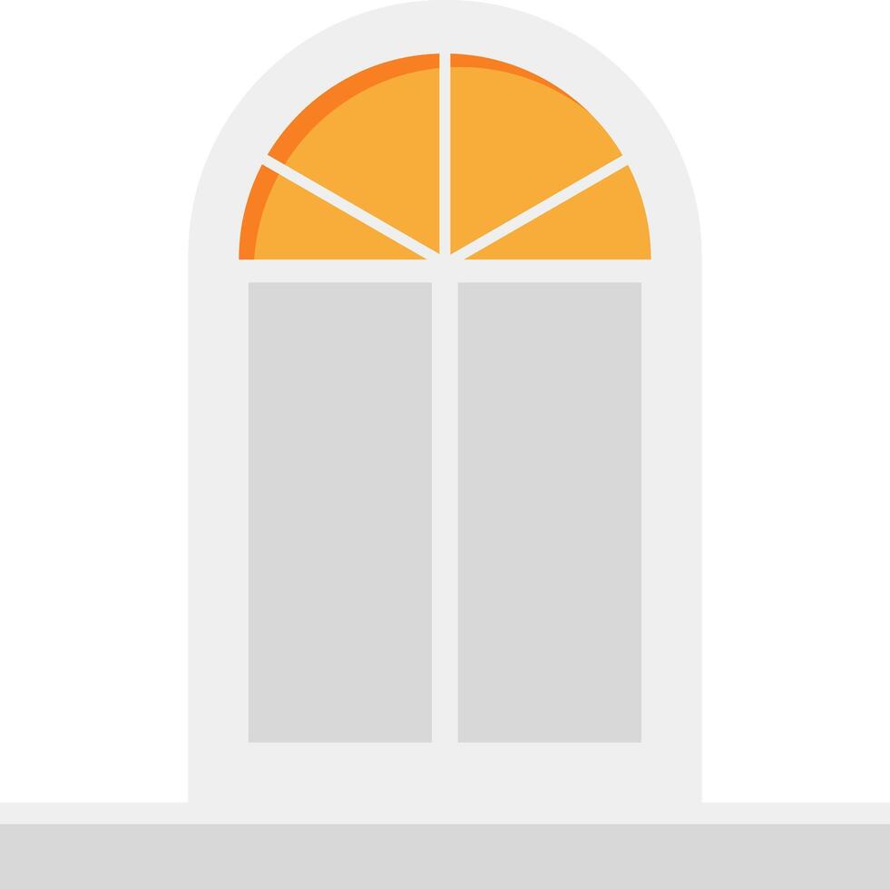 A front door of a house with a window and a threshold. vector
