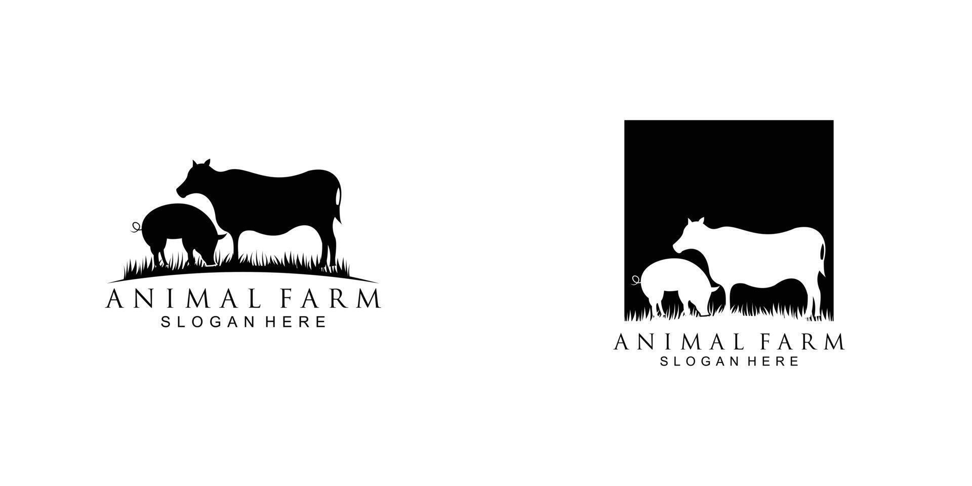 Creative animal farm logo design with unique concept premium vector