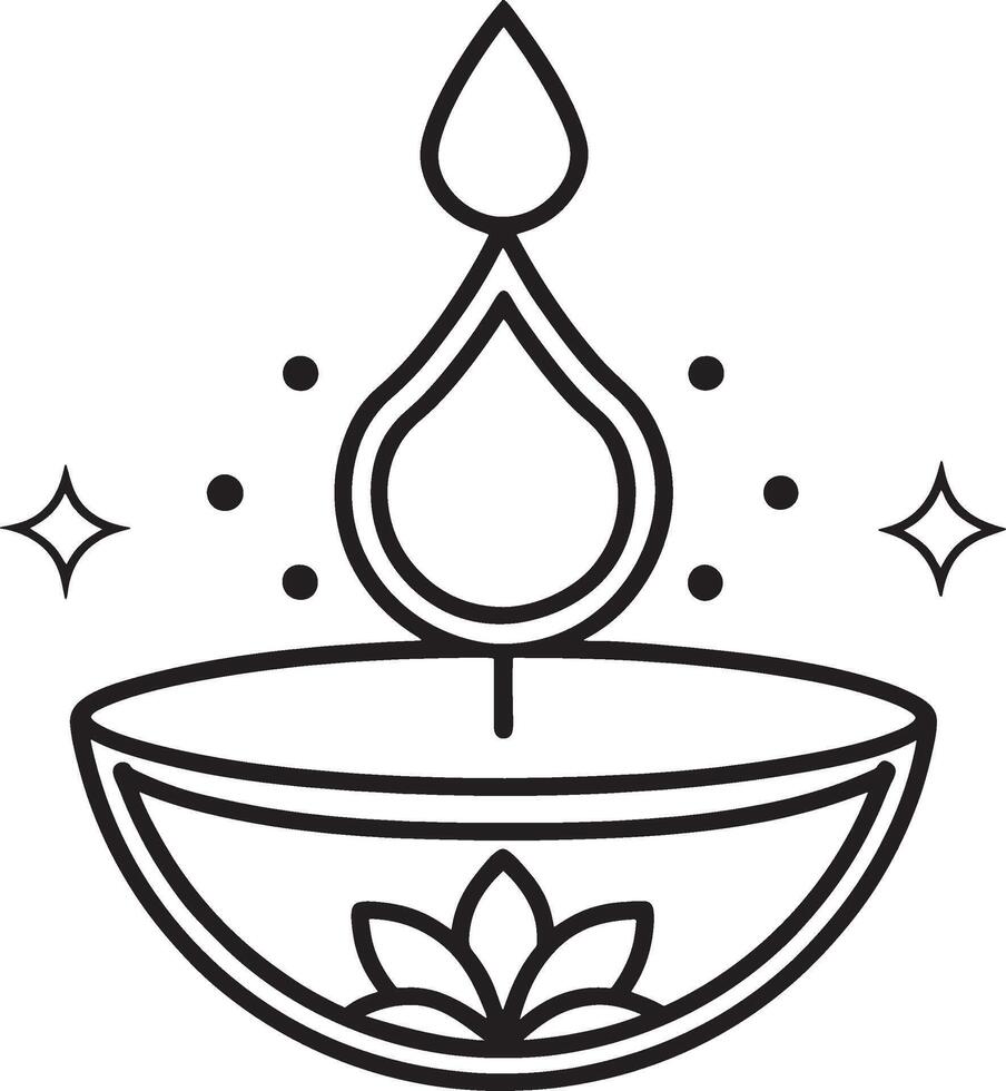 Diwali Festival in Minimalist Line Art on White Background vector