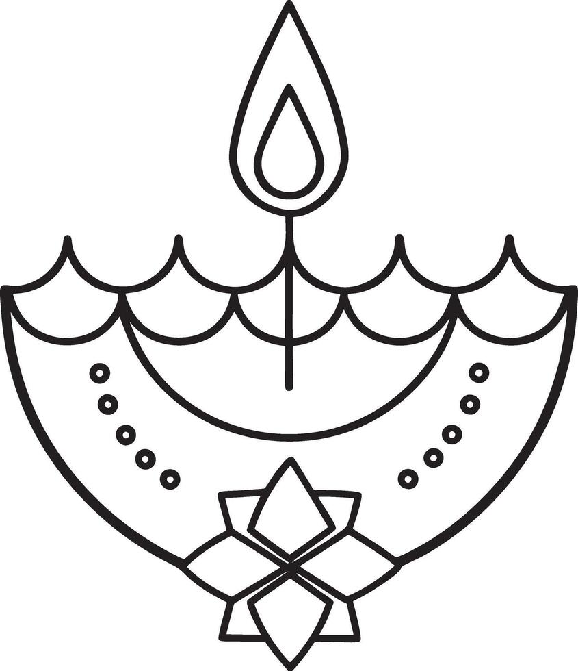 Graceful Diwali Elements Line Art with White Background vector