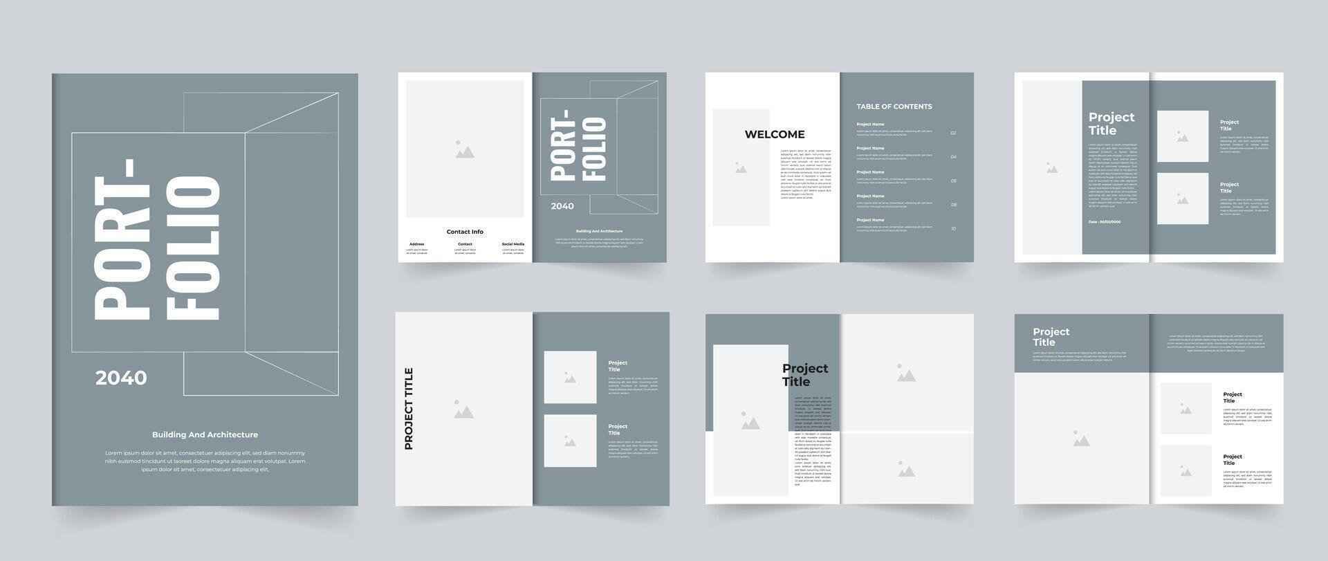 Interior portfolio template building and architecture portfolio brochure design vector