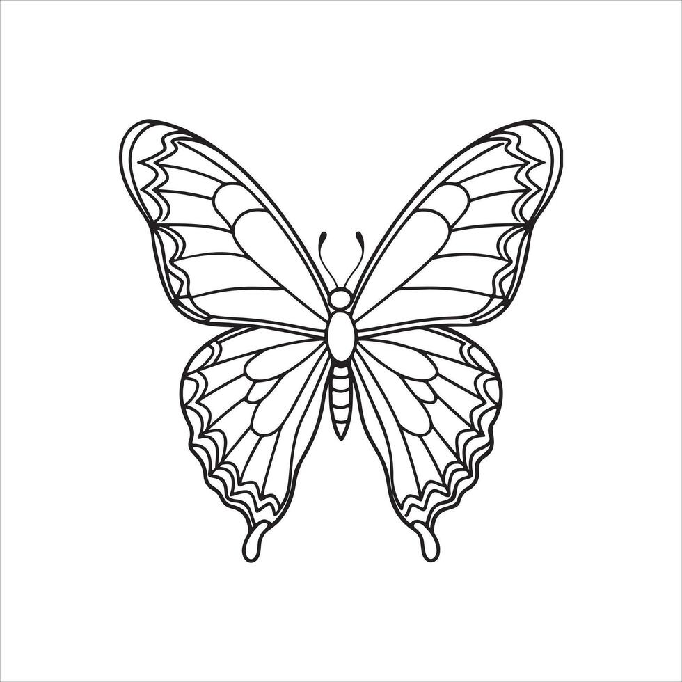 A black and white butterfly with a long tail white background vector