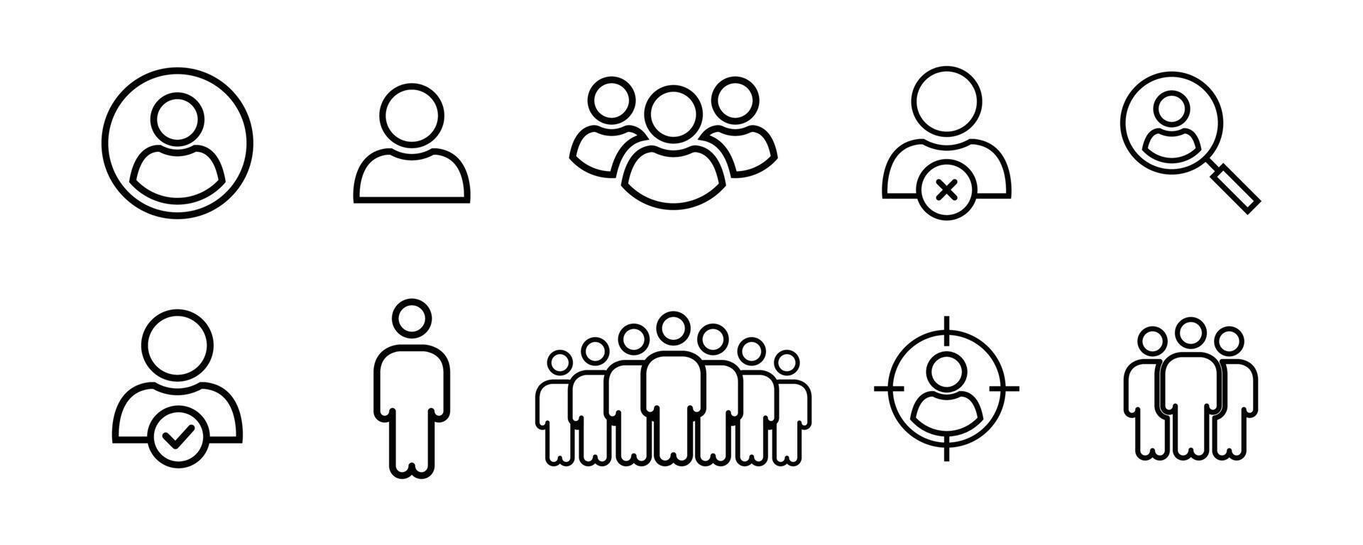 People icon set line style. Perfect for group, team, organization, community, population, audience, member. illustration vector