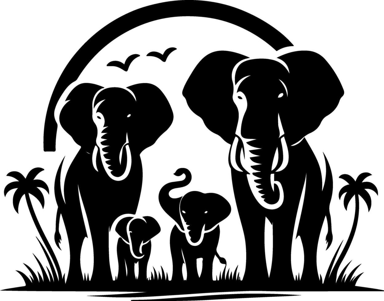 Elephant with his infant silhouette design vector