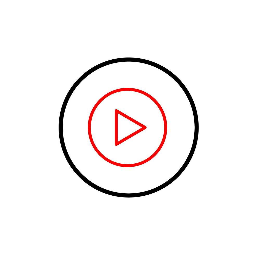 A red play button in a circle on a white background vector