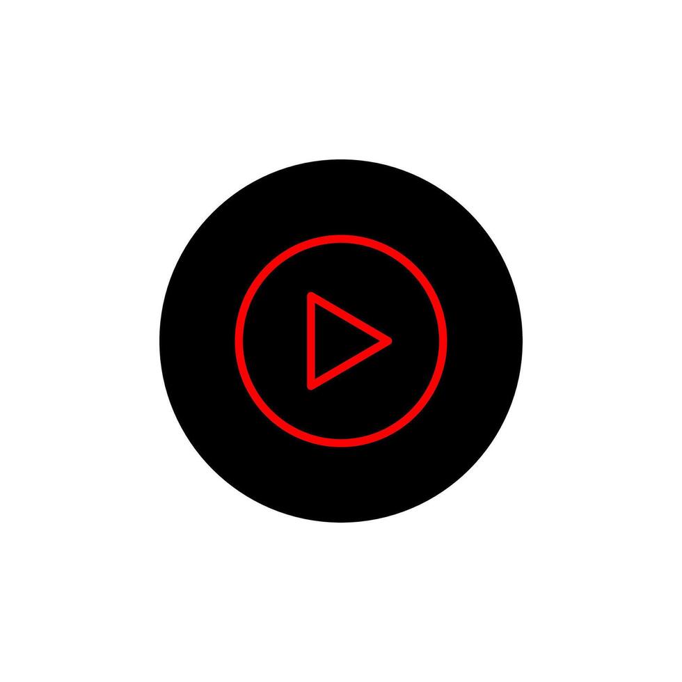 A red play button is shown in a black circle vector