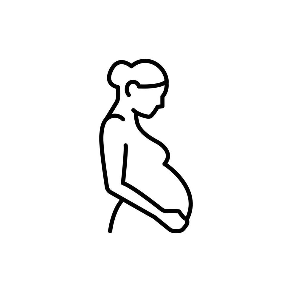 Pregnancy care linear icon. Prenatal period. Motherhood, parenthood. Expecting baby. Medical procedure. Thin line illustration. Contour symbol. Isolated outline drawing. vector
