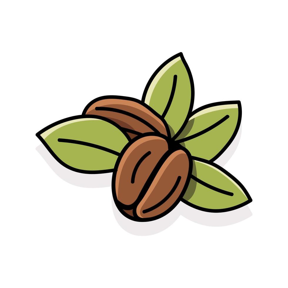 Coffee Beans hand drawn Illustration, Simple Line Art With White Background. vector