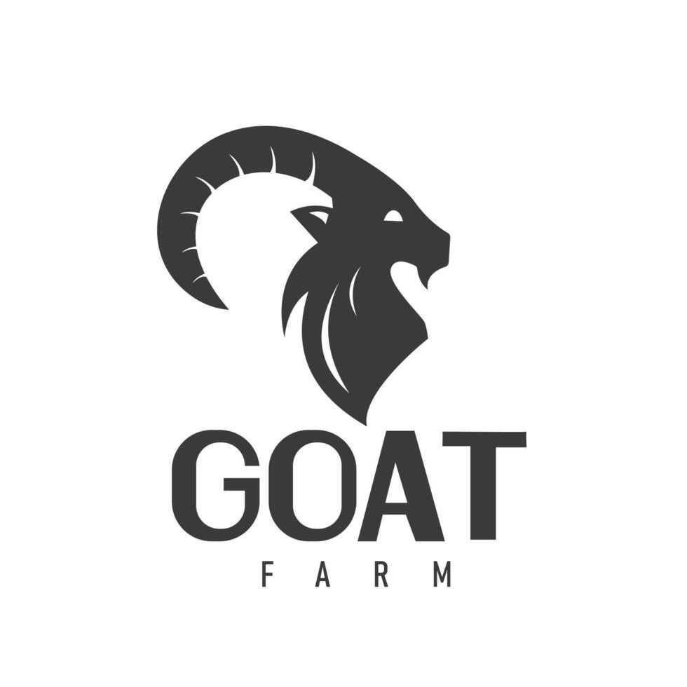 Big Horn Sheep Head Silhouette or Mountain Ram for Wildlife Logo Design or Aries Capricorn Illustration Design vector