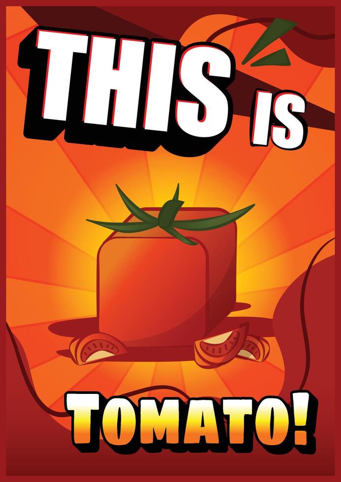 Tomato Fruit in a Retro Doodle Style Advertising vector