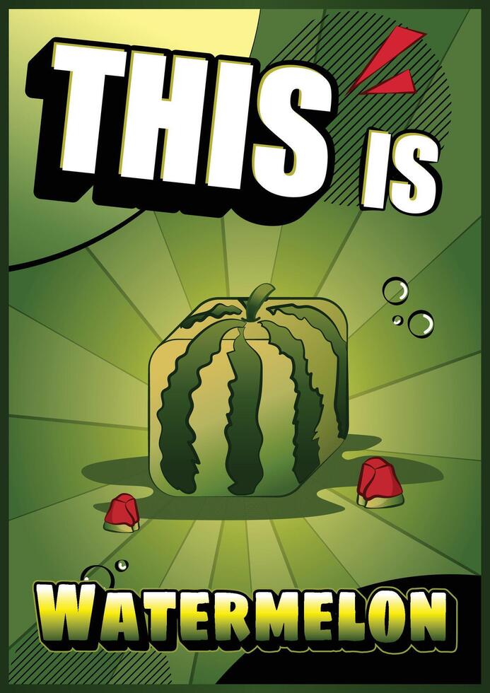 Watermelon Fruit in a Retro Cartoon Style Advertising vector
