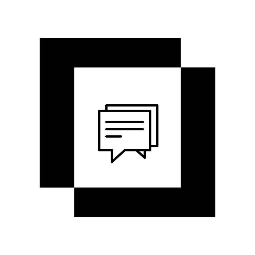 A black and white square with a speech bubble icon vector