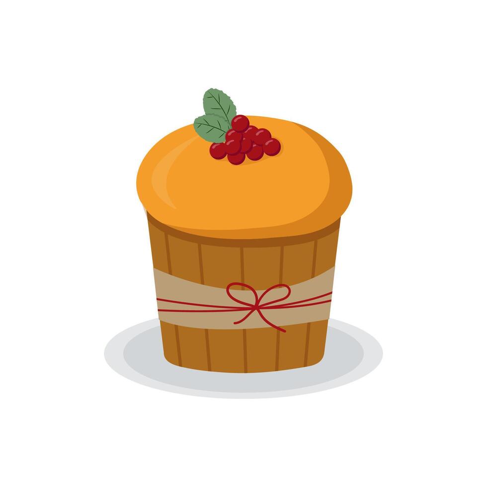 panettone, a Christmas pie in . For stickers, backgrounds, scrapbooking, postcard design, covers, notebooks, social networks. A flat icon. vector