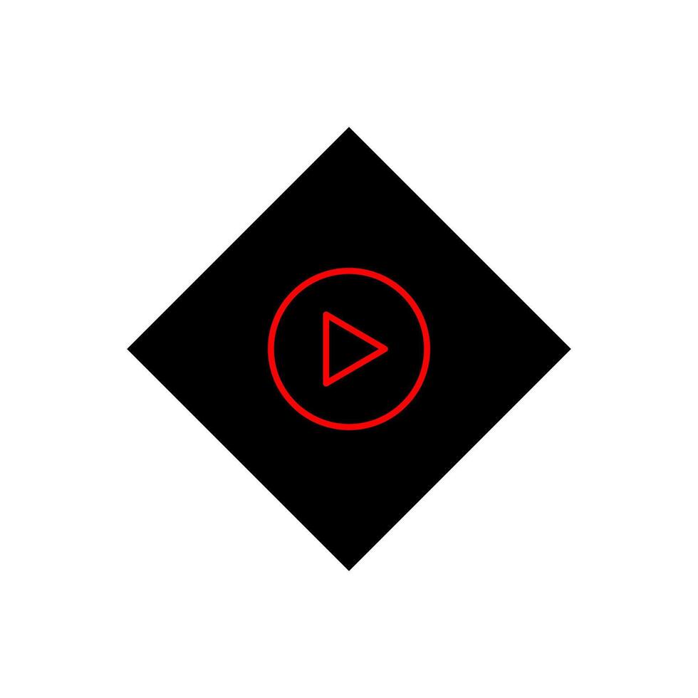 A red play button in a black square vector