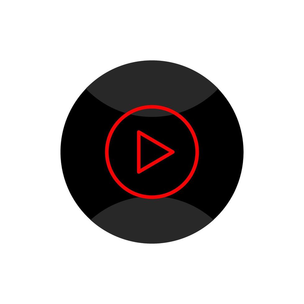 A black and red play button on a white background vector