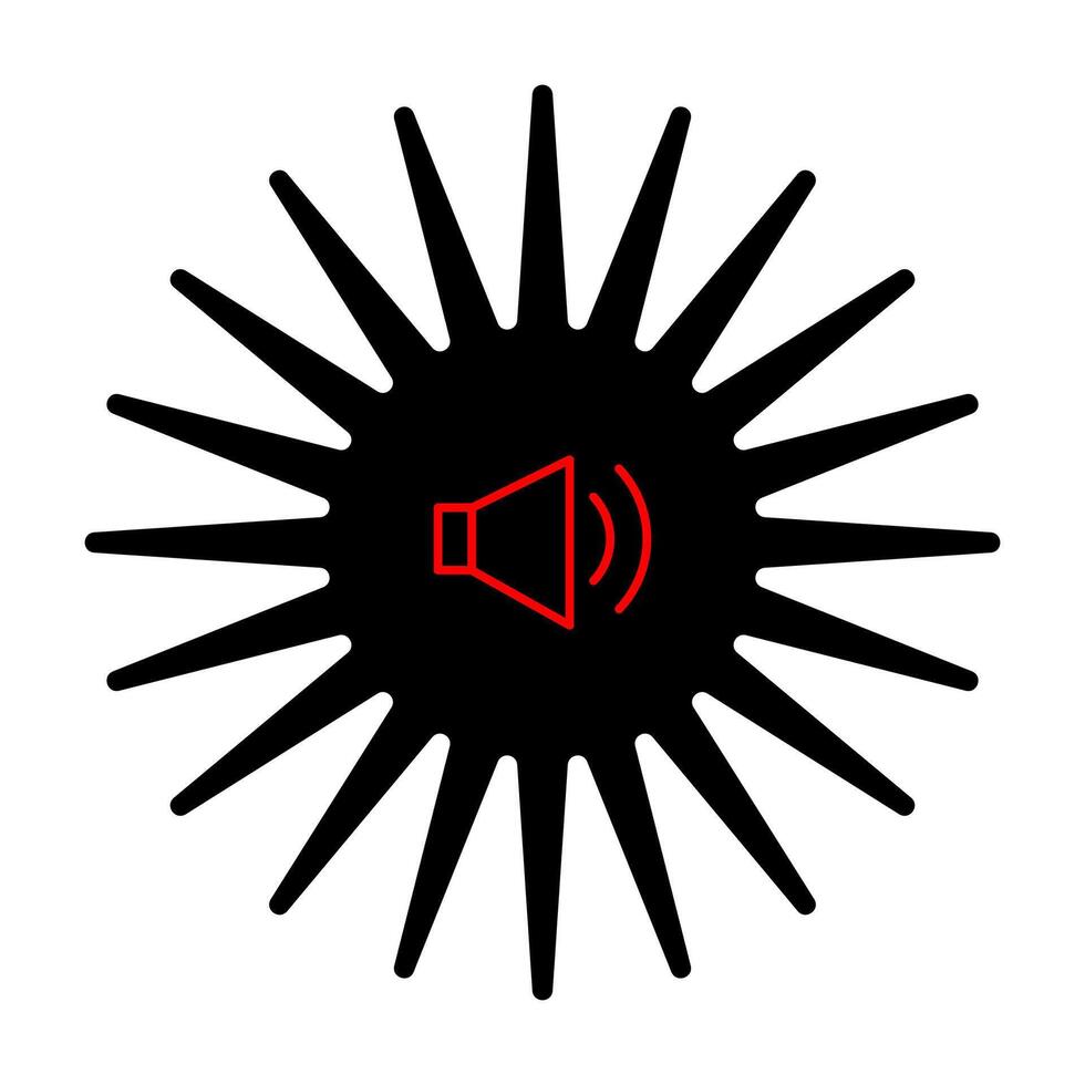 A black and red icon of a speaker vector