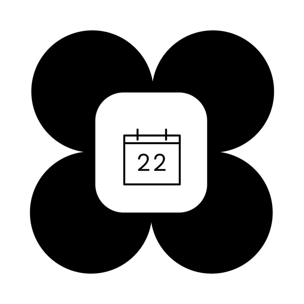 A black and white flower with a calendar on it vector