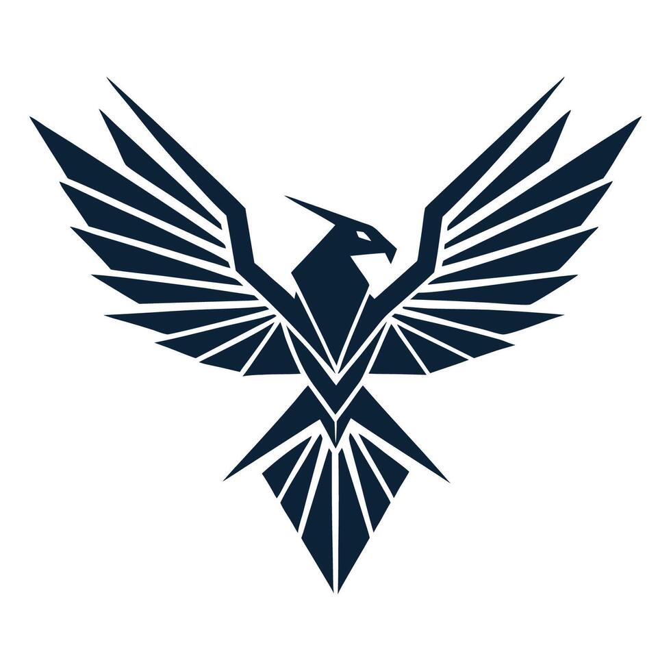 Eagle Ascendant Angular Flight line art illustration design vector