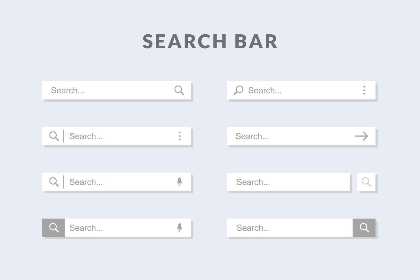 Search Bar for ui, design and web site. Search Address and navigation bar icon. Collection of search form templates for websites vector