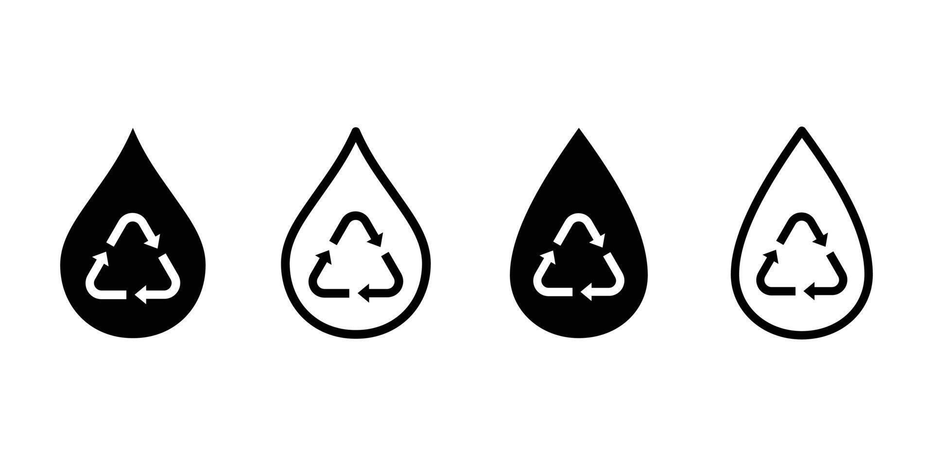 Recycle water drop icon. Recycling and save water icon. Planet bio protection circle flat design vector