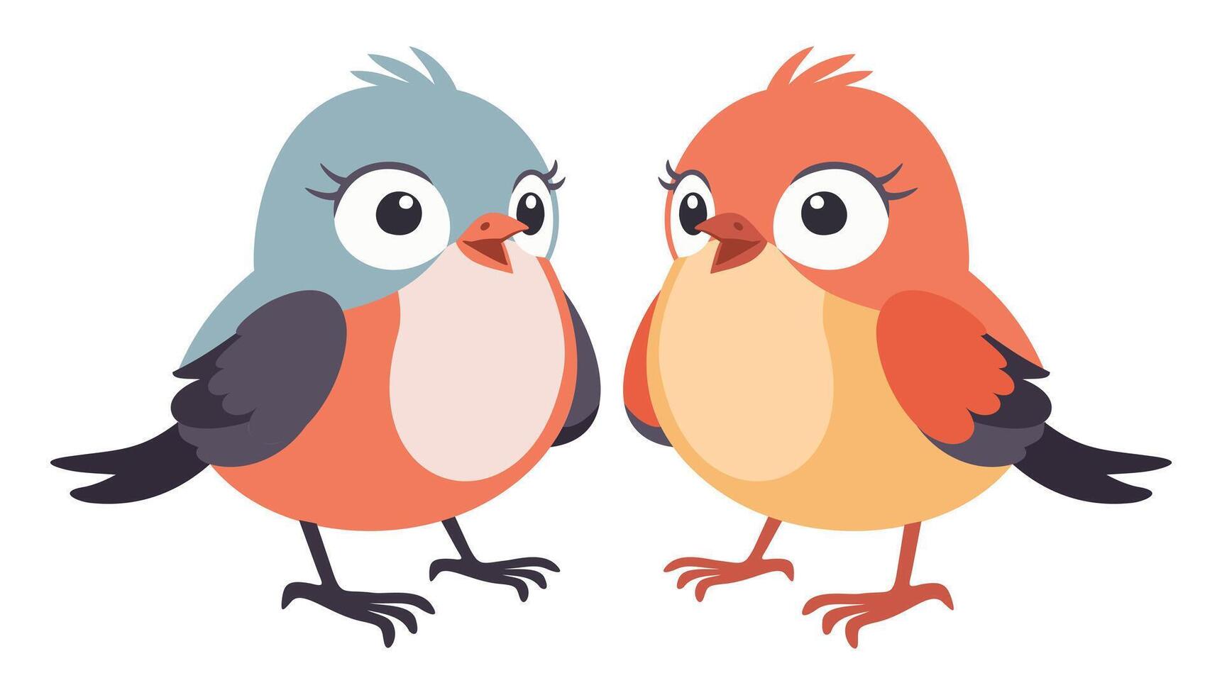 Couple of cute bright small birds. vector