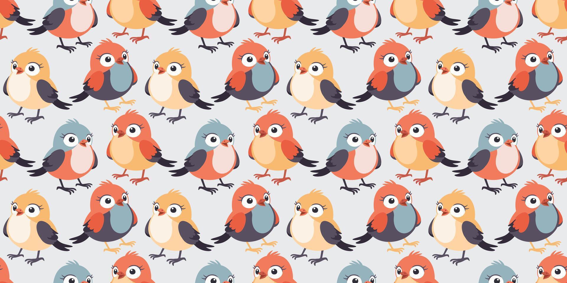 seamless pattern with cute colorful birds vector