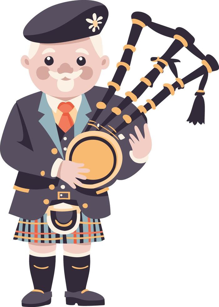 Cute bagpiper. isolated illustration vector