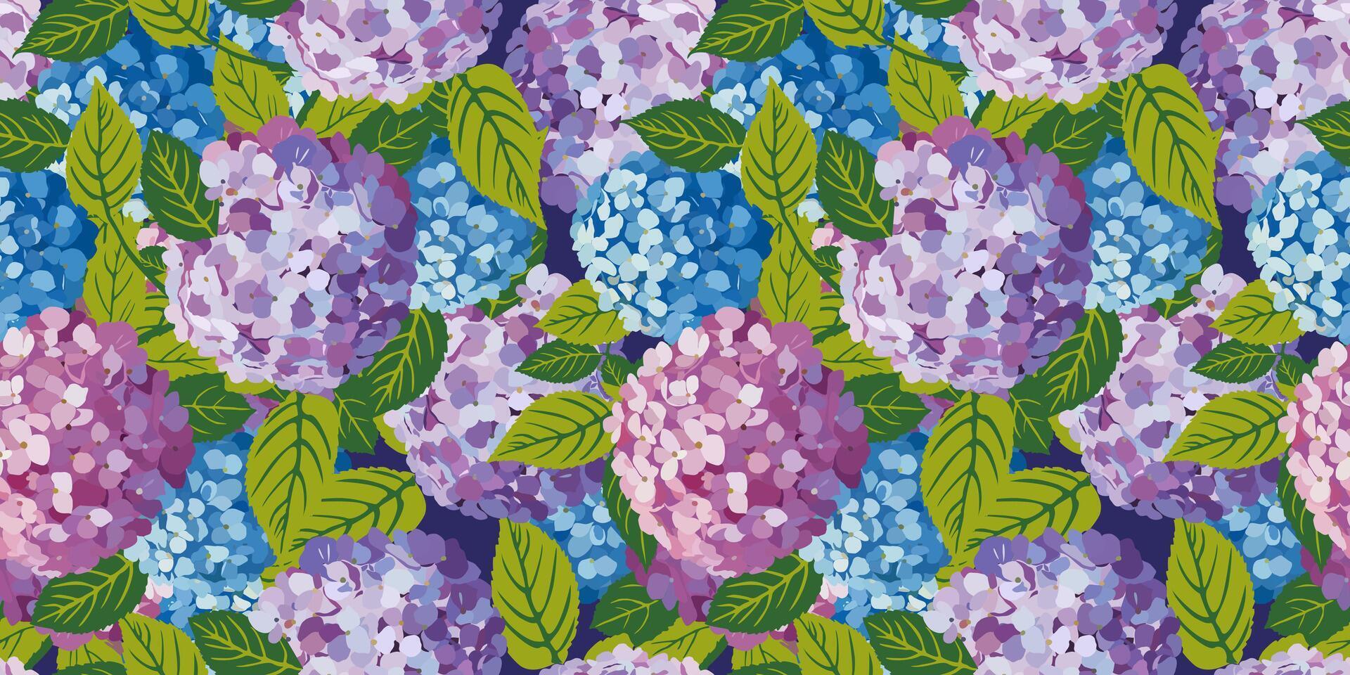 seamless floral pattern with hydrangea vector