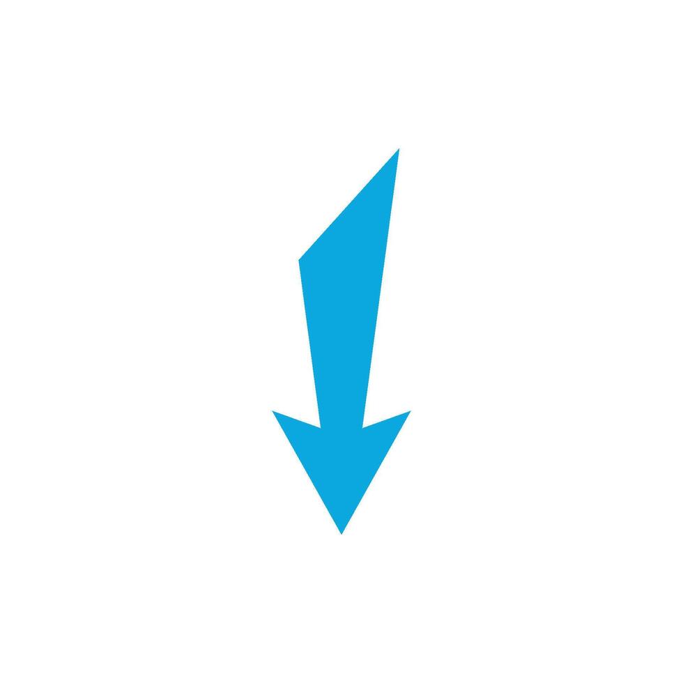 A blue arrow pointing down on a white background vector