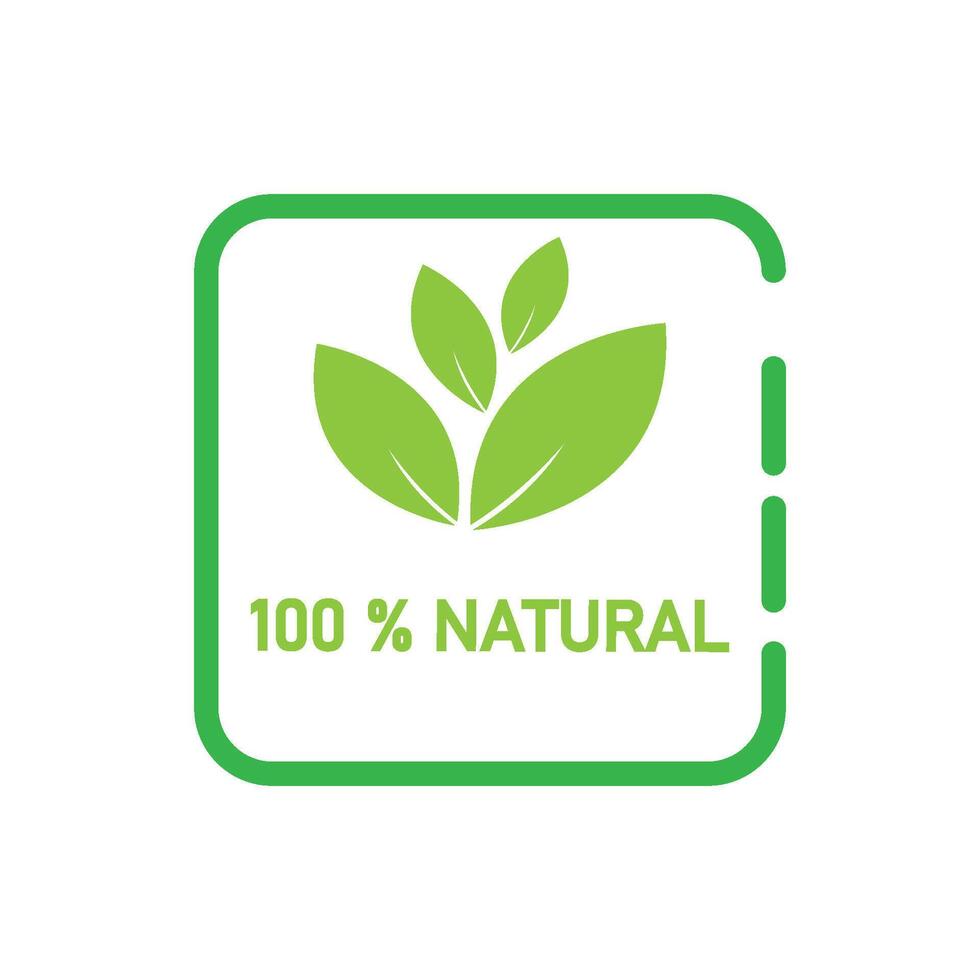 100 natural logo with green leaf vector