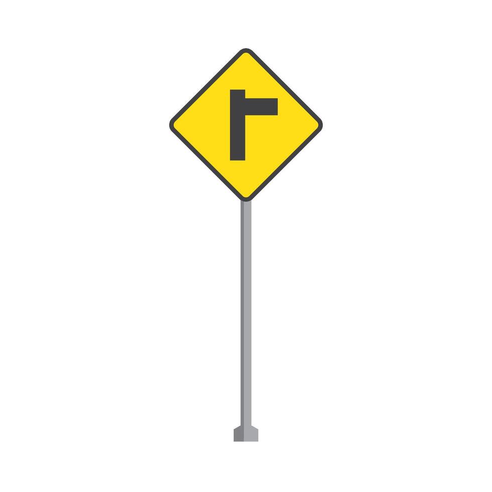 A yellow sign with a black arrow pointing to the right vector