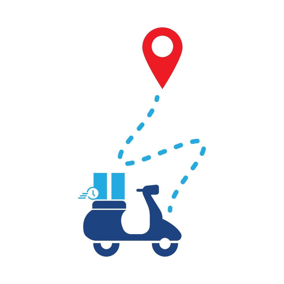 A scooter with a map pin on it vector